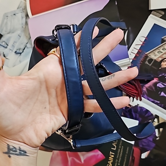 PRADA Authentic Blue Calf Leather Bucket Bag with Fringe Detail UPDATED 💙 - Picture 11 of 17